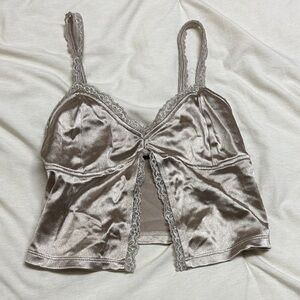 Garage Cream Lace-Trimmed Crop Top